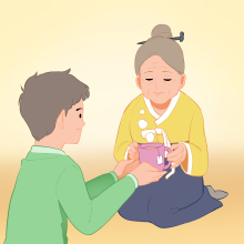 14번 : 컵이나 칼 등을 전달 할 때 이미지